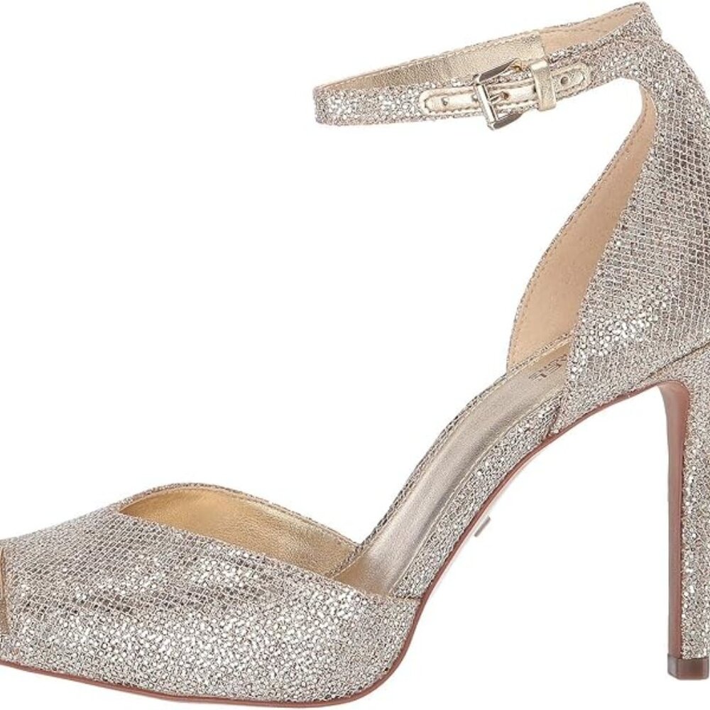 Michael Michael Kors Cambria Sandal Silver/Sand Glitter Mesh 6 M - Picture 2 of 6